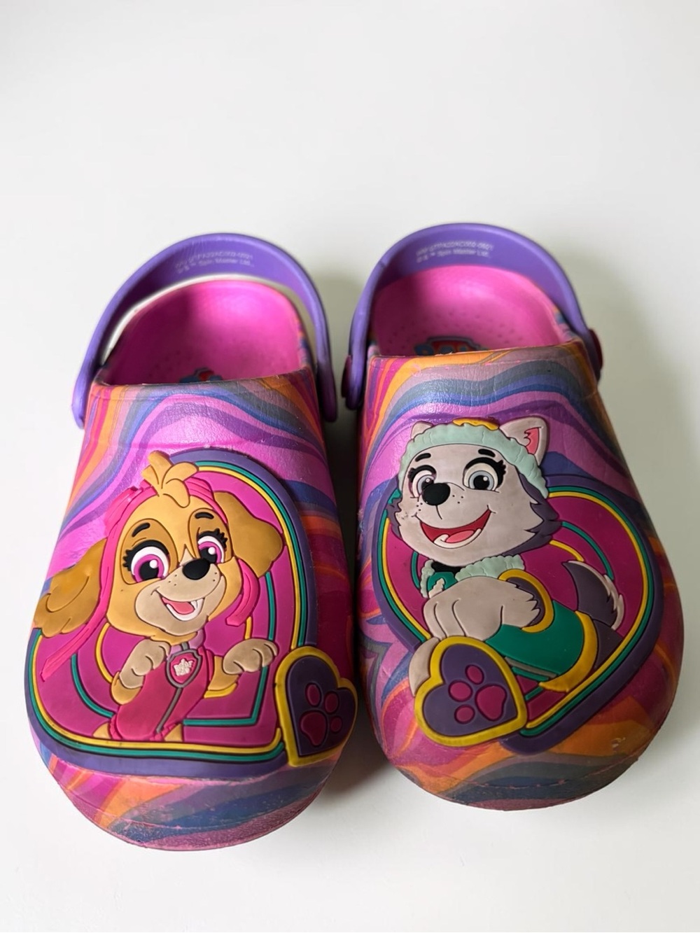 Paw Patrol Skye Everest Girls Clogs Size 9/10 Pink Purple Rainbow Tie Dye shoes